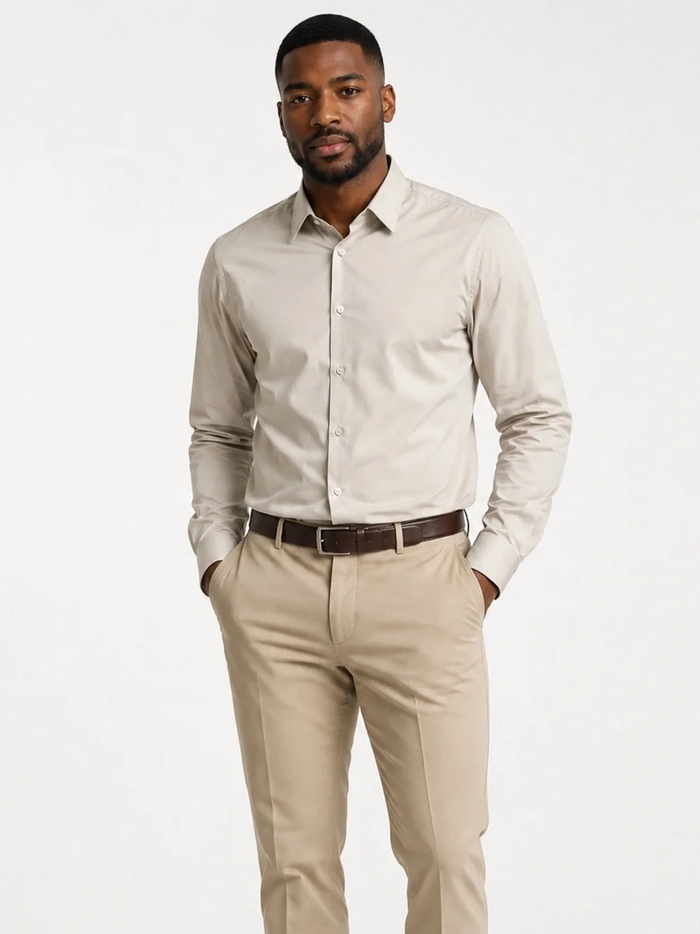Banana Republic Cotton Stretch Button-up Shirt Beige Khaki Men’s XL Office Dad